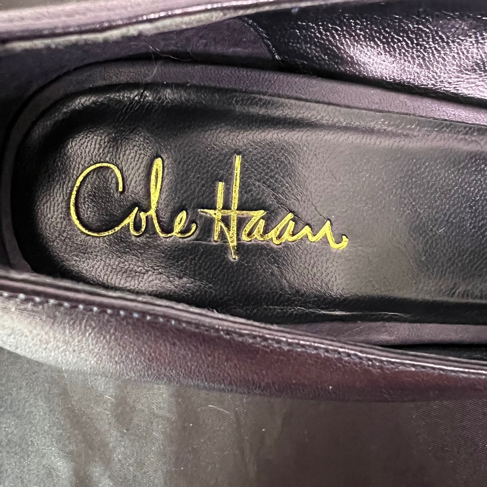 Cole Haan Nike Air Pumps 10.5 Navy Blue Leather Kitten Heel Buckle Office Luxury - Picture 10 of 10